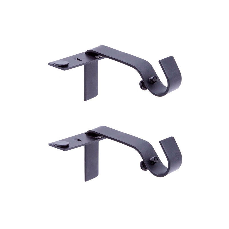 Kenney Fast Fit 5/8" No Measure Curtain Rod Brackets, Matte Black - Image 1
